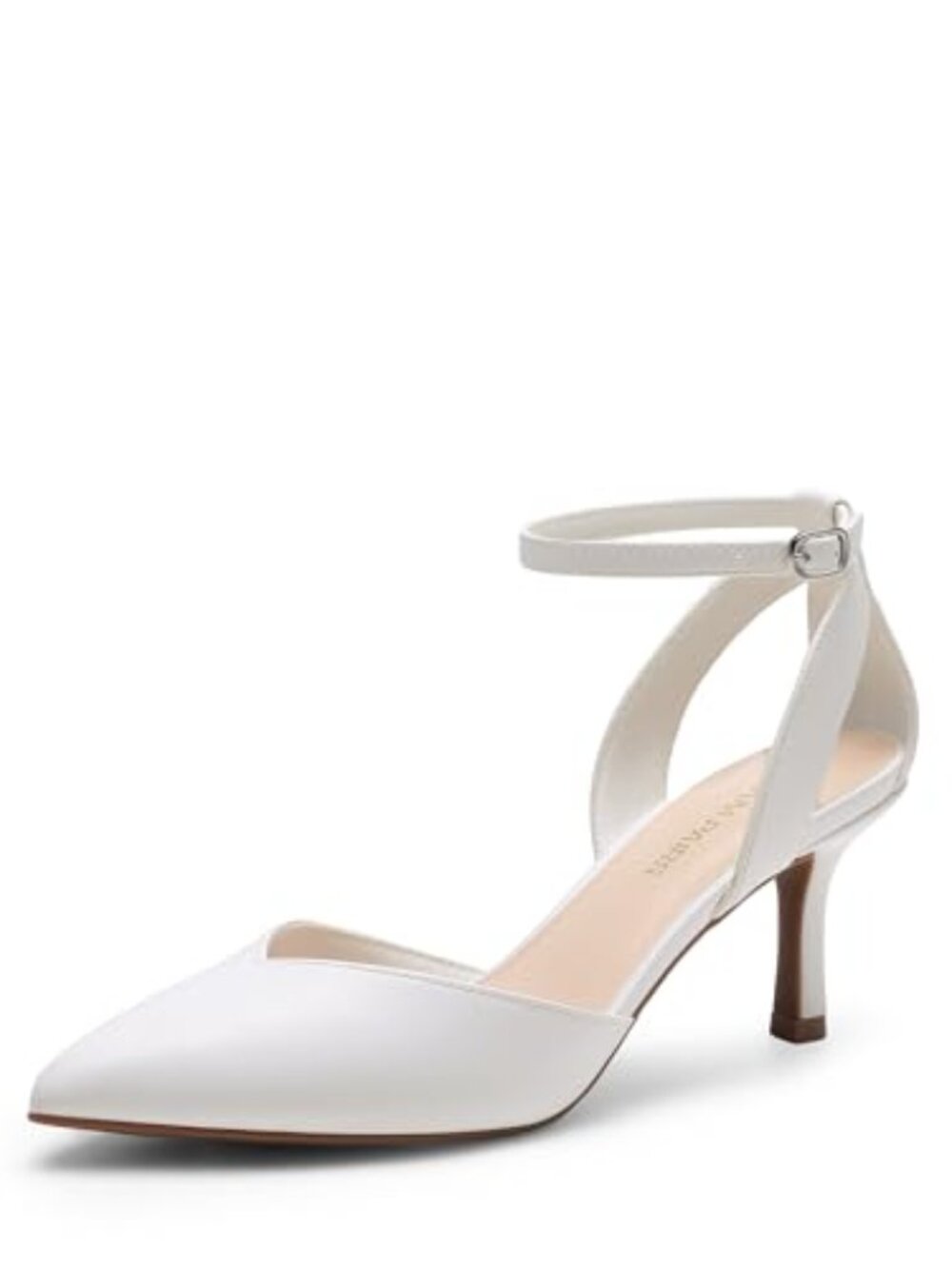 🆕 Womens Kitten Heels Pumps Closed Pointed Toe Comfortable Dorsay - White